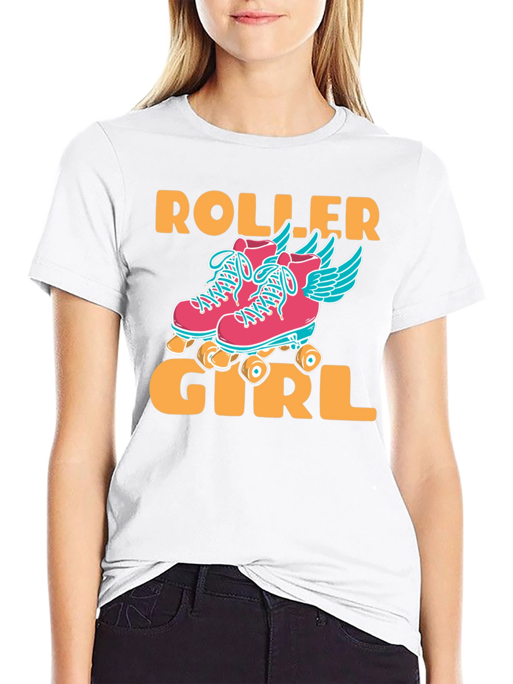Roller Girl Graphic T-Shirt - Black