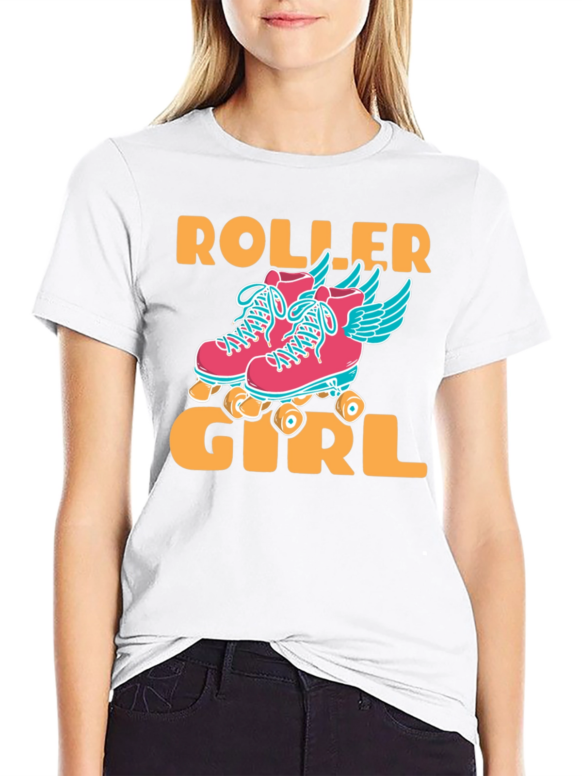 Roller Girl Graphic T-Shirt - Black