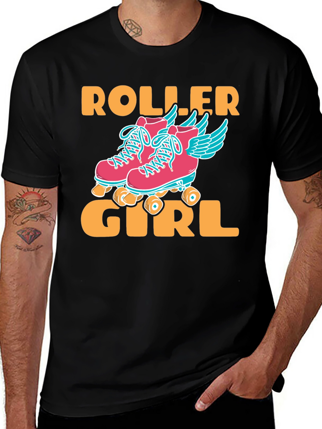 Roller Girl Graphic T-Shirt - Black
