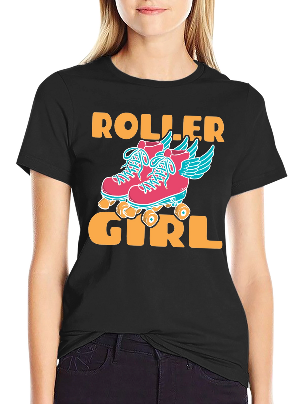 Roller Girl Graphic T-Shirt - Black