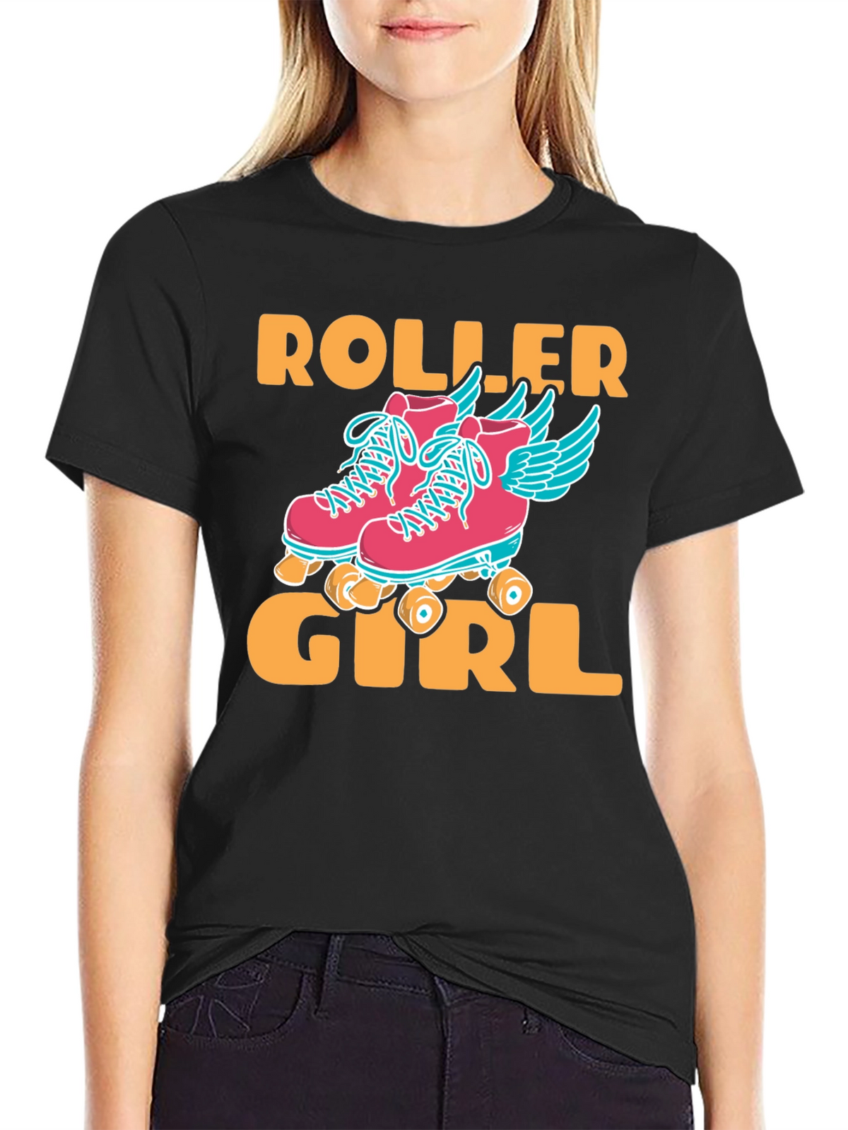 Roller Girl Graphic T-Shirt - Black