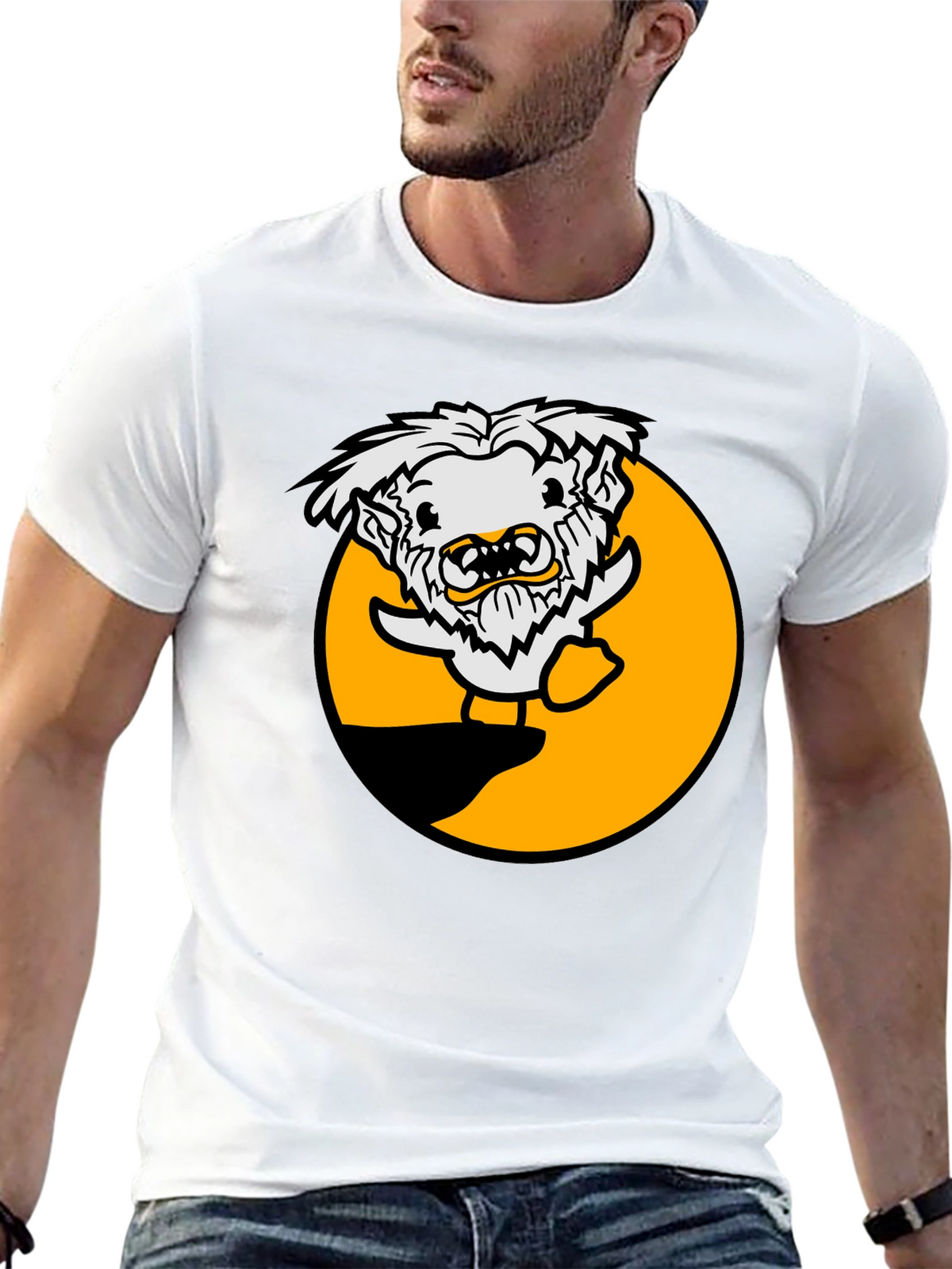 Funny Cartoon Monster Black T-Shirt