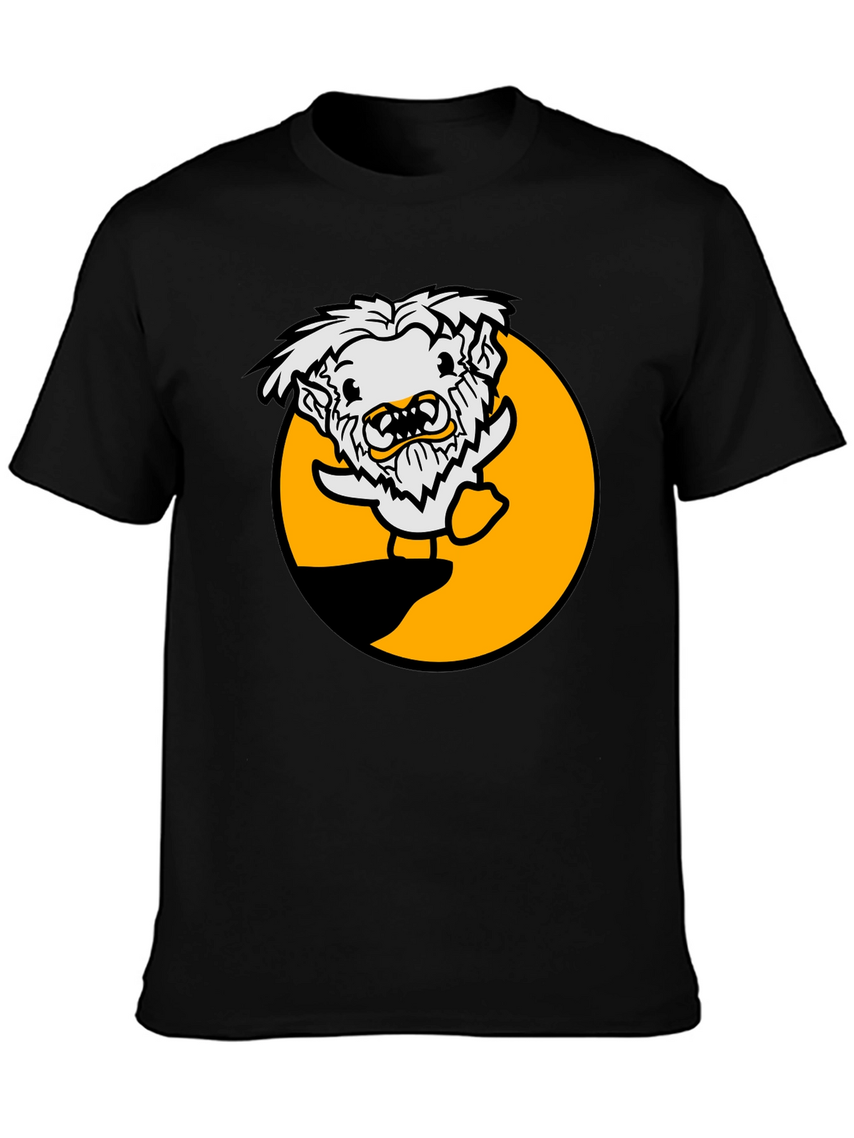 Funny Cartoon Monster Black T-Shirt
