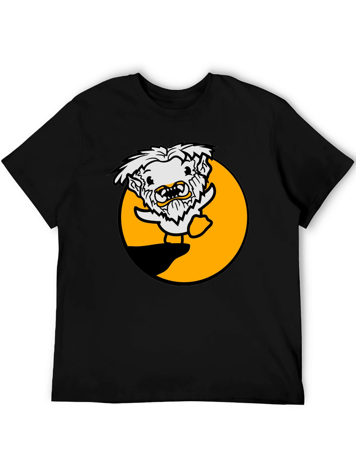 Funny Cartoon Monster Black T-Shirt