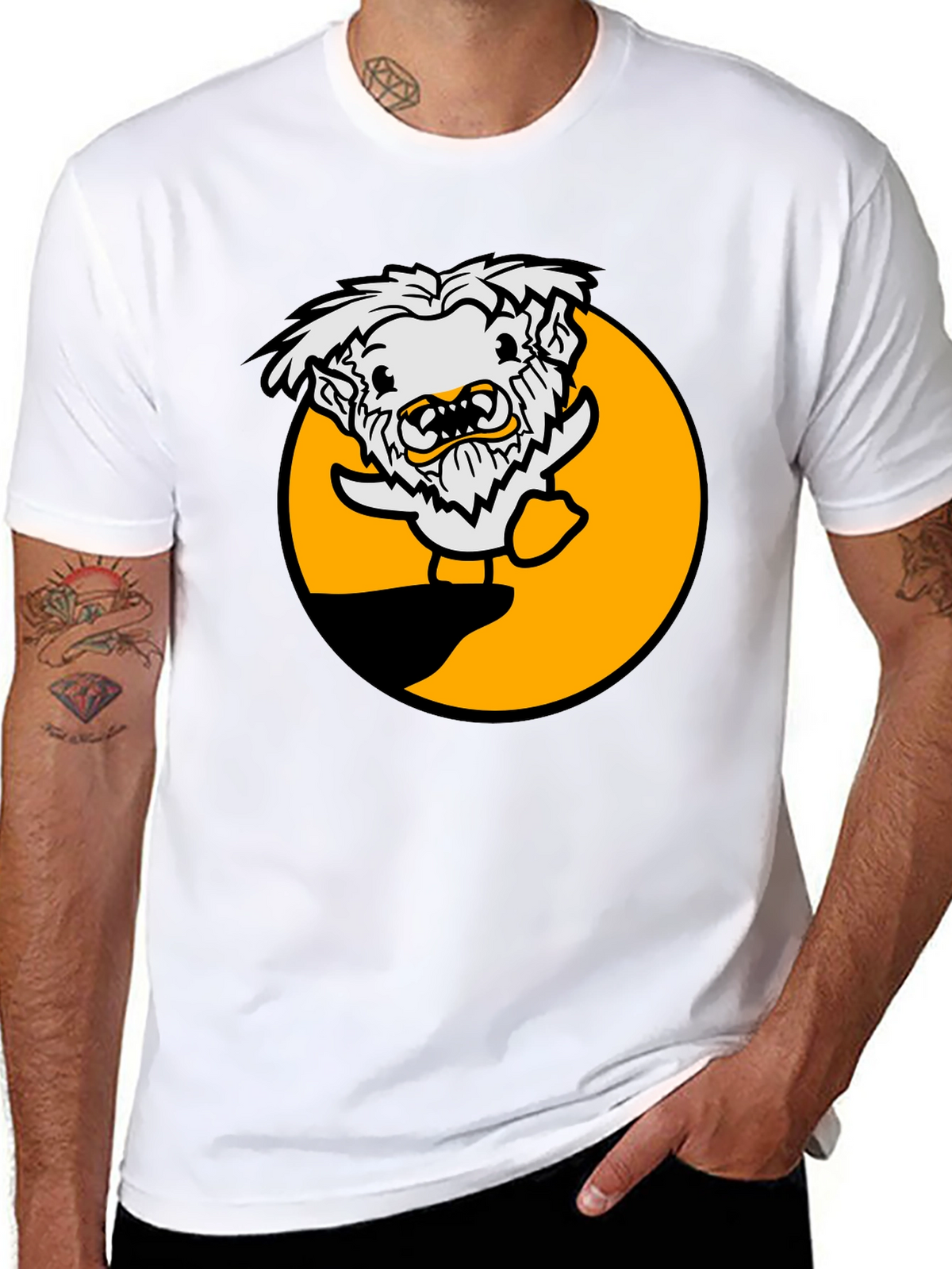 Funny Cartoon Monster Black T-Shirt