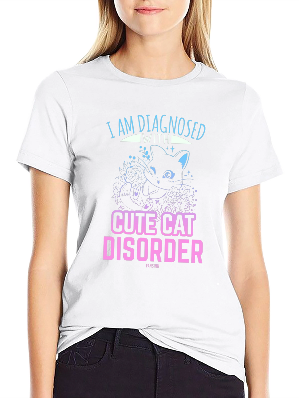 Cute Cat Disorder Black Graphic Tee