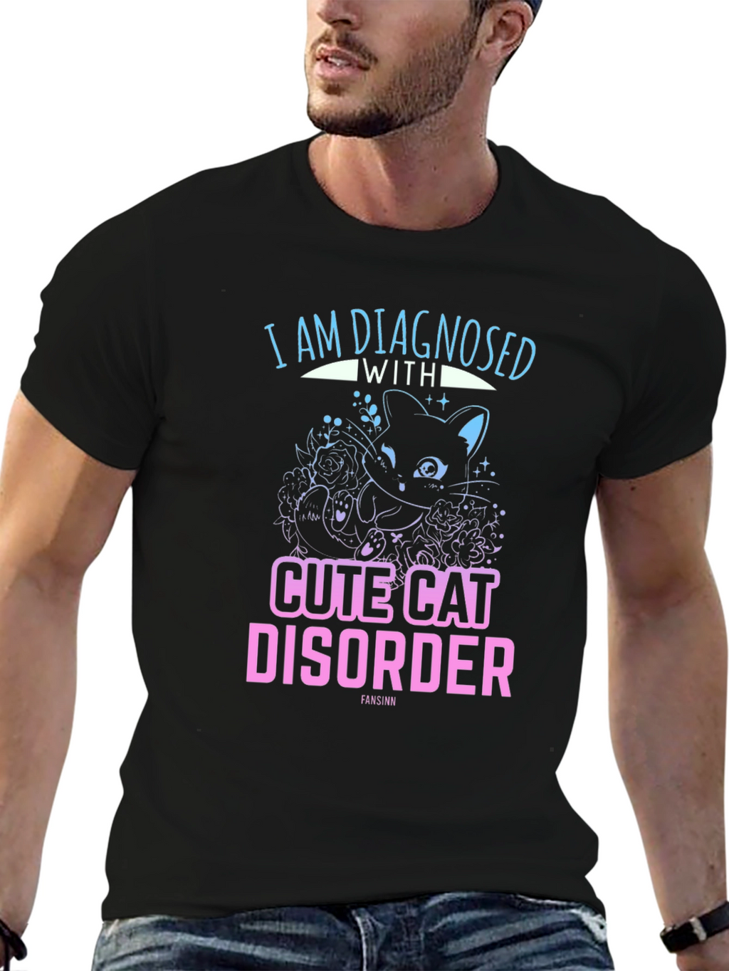 Cute Cat Disorder Black Graphic Tee