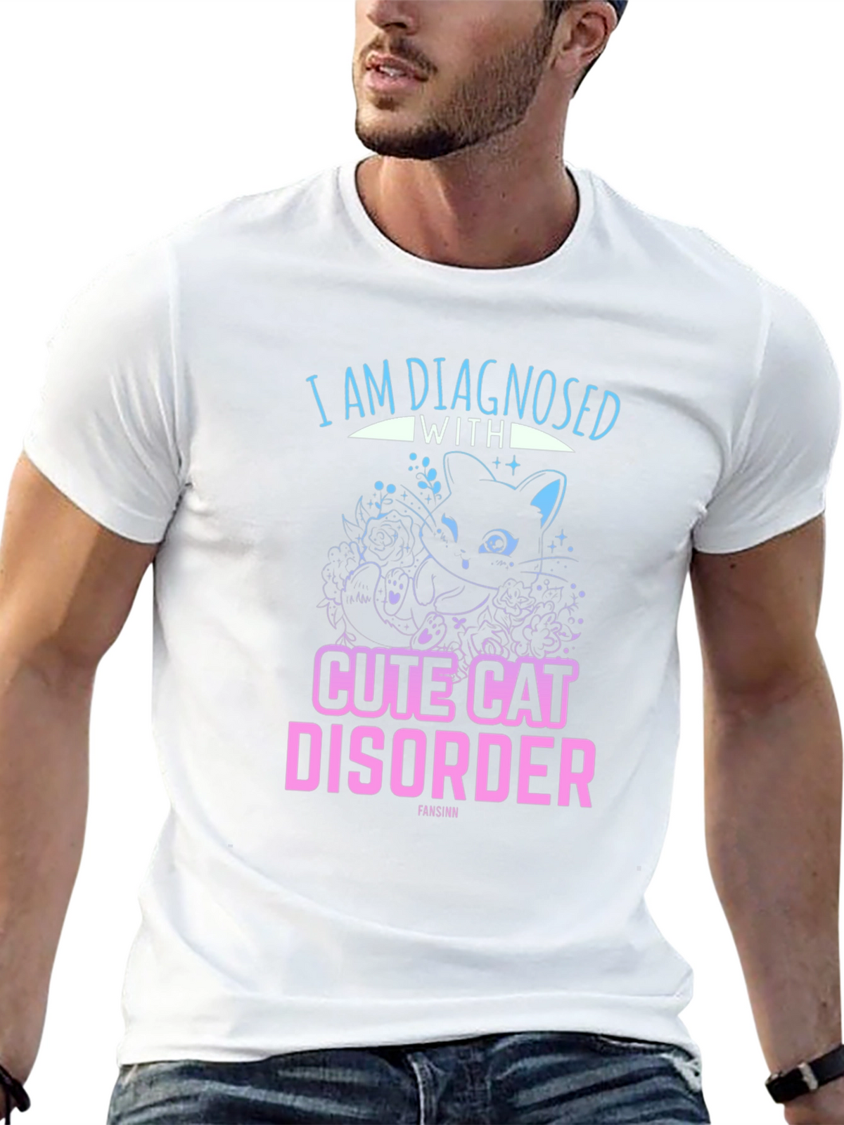 Cute Cat Disorder Black Graphic Tee