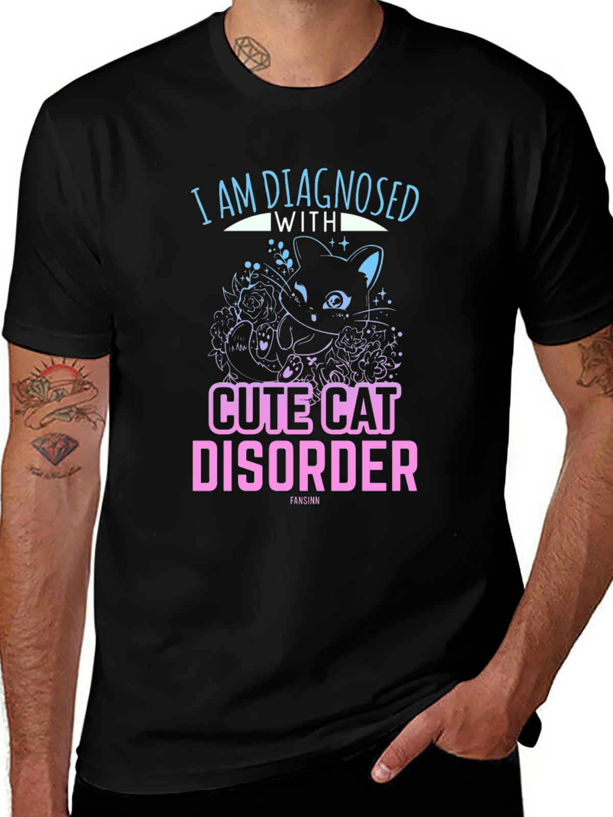 Cute Cat Disorder Black Graphic Tee