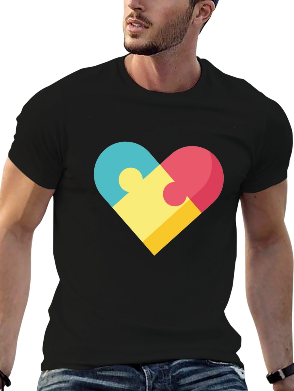 Puzzle Heart Graphic Tee - Stylish Casual Wear