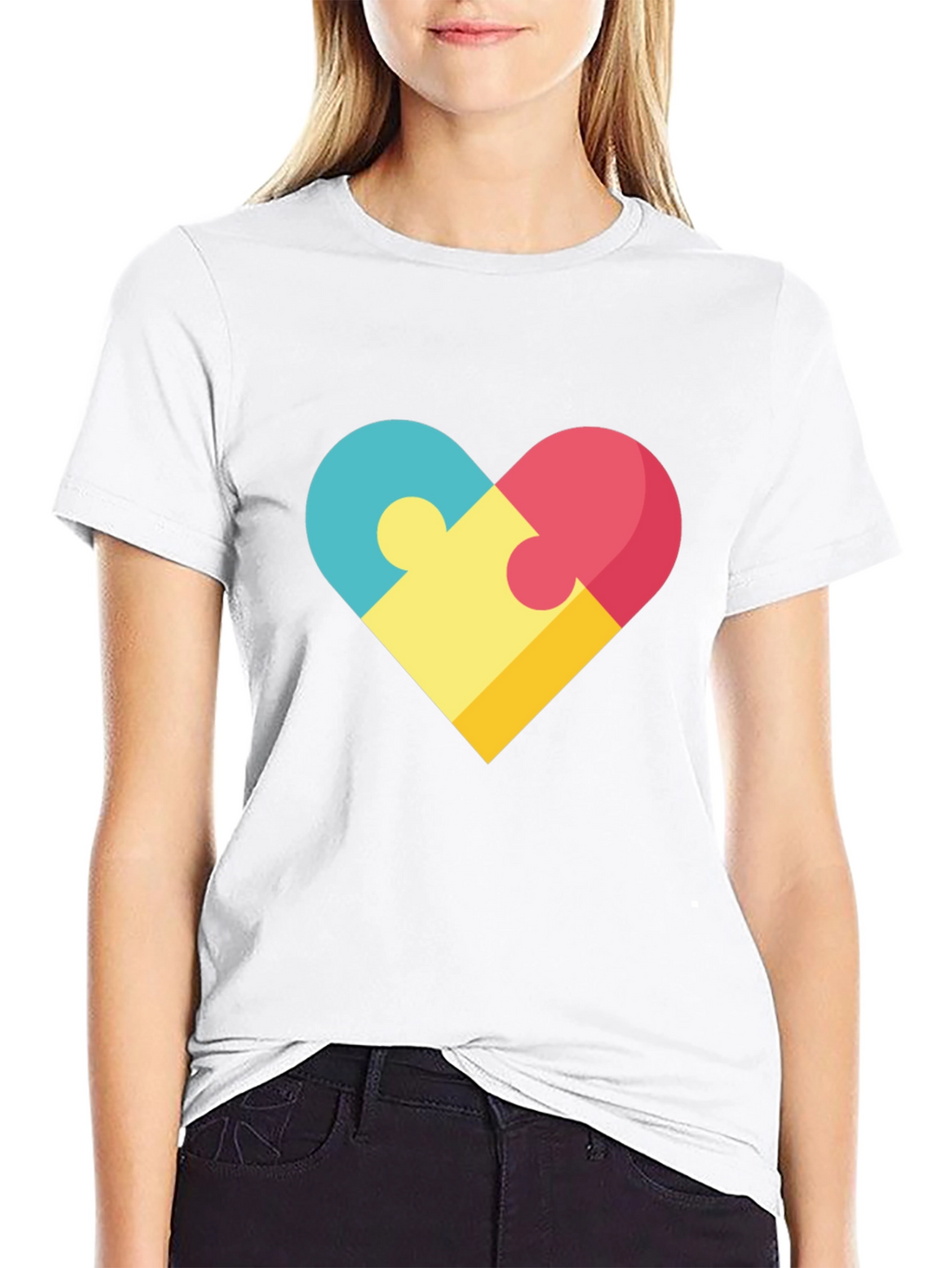 Puzzle Heart Graphic Tee - Stylish Casual Wear