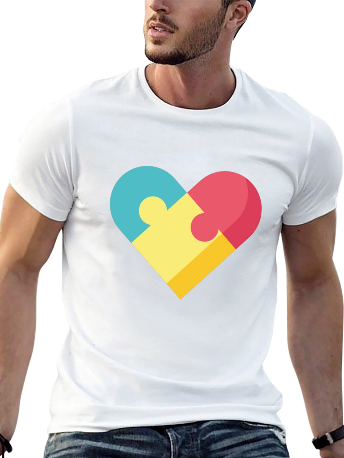 Puzzle Heart Graphic Tee - Stylish Casual Wear