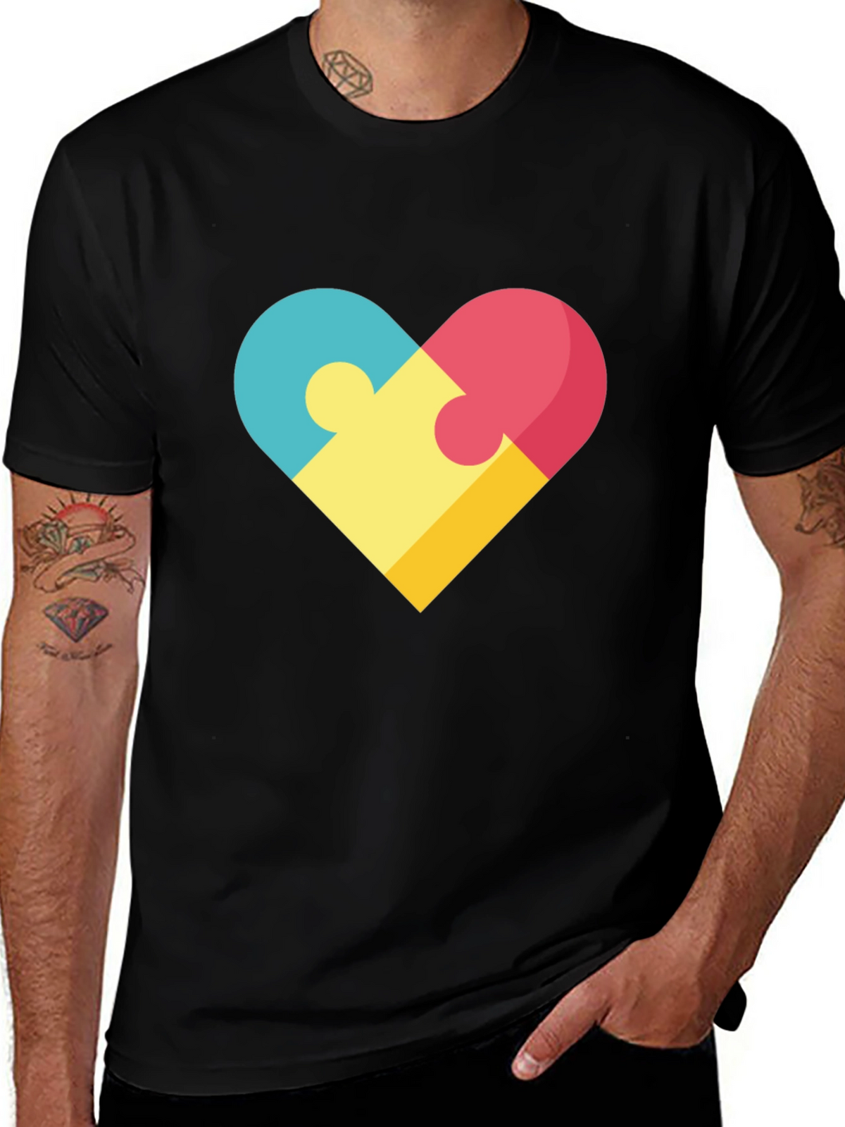 Puzzle Heart Graphic Tee - Stylish Casual Wear