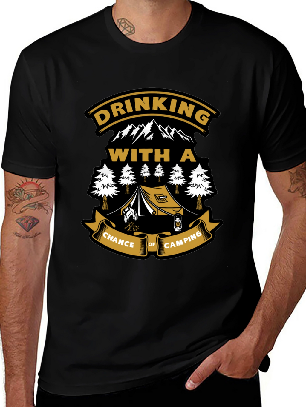 Drinking With a Chance of Camping Black T-Shirt