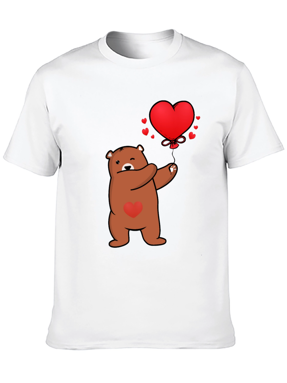 Bear with Heart Balloon Graphic Tee - Black