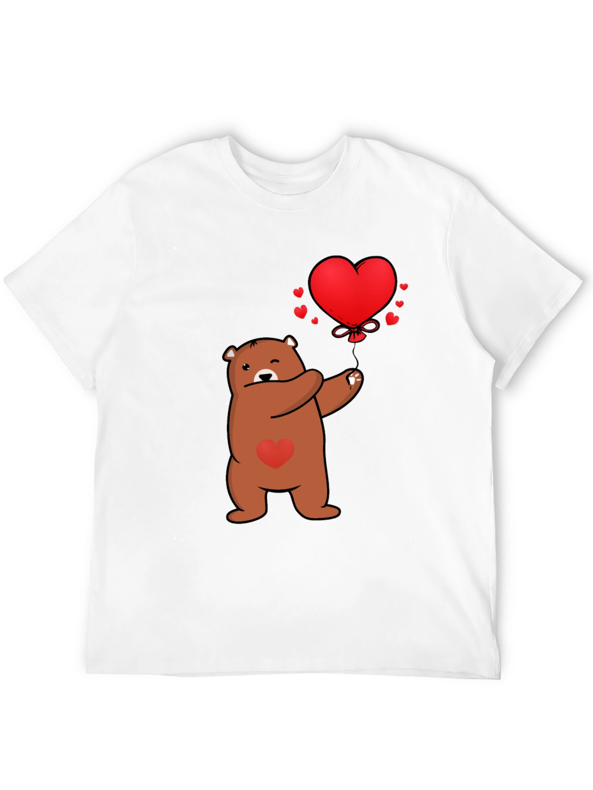 Bear with Heart Balloon Graphic Tee - Black
