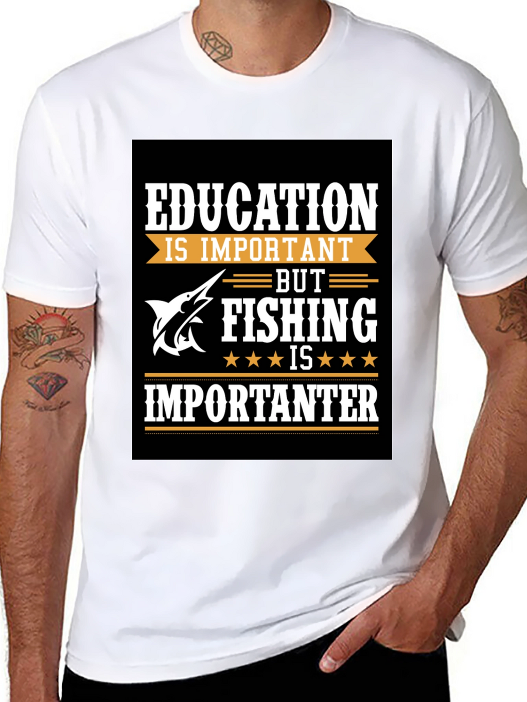 Fishing Humor T-Shirt - Education vs. Fishing