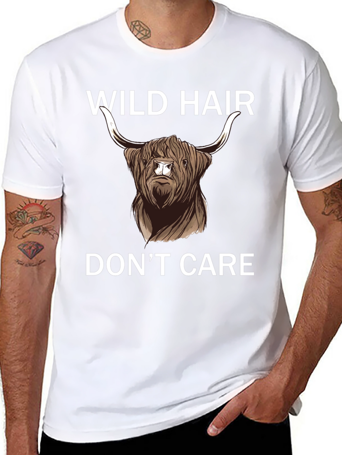 Wild Hair Dont Care Highland Cow T-Shirt
