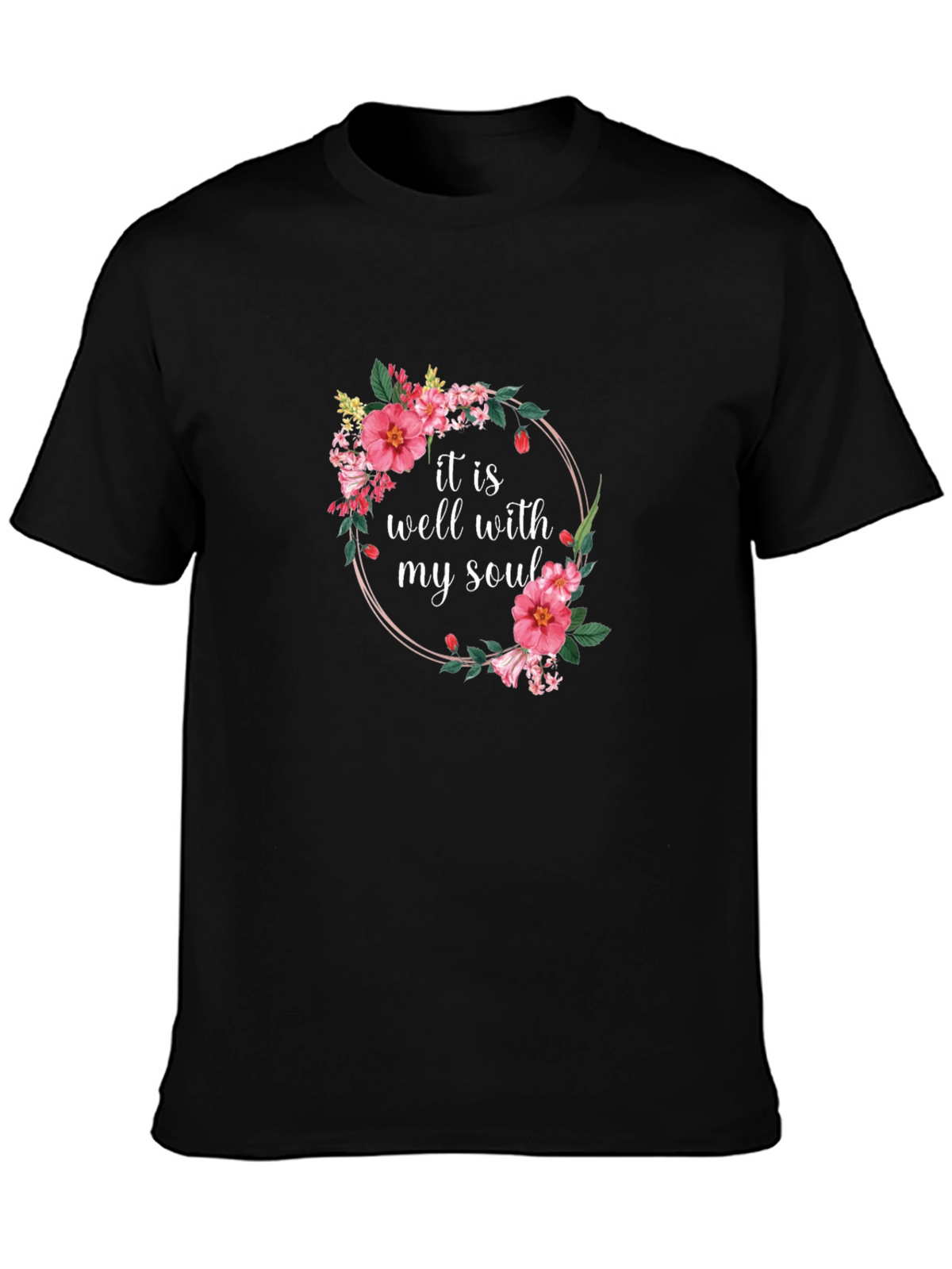 Floral It Is Well Graphic Tee - Black