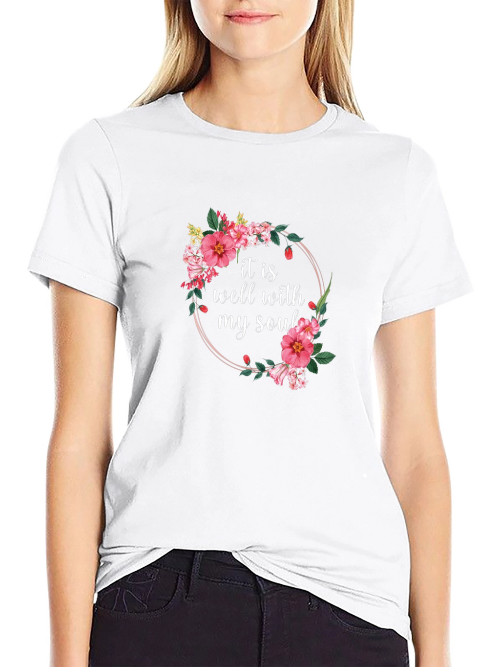 Floral It Is Well Graphic Tee - Black