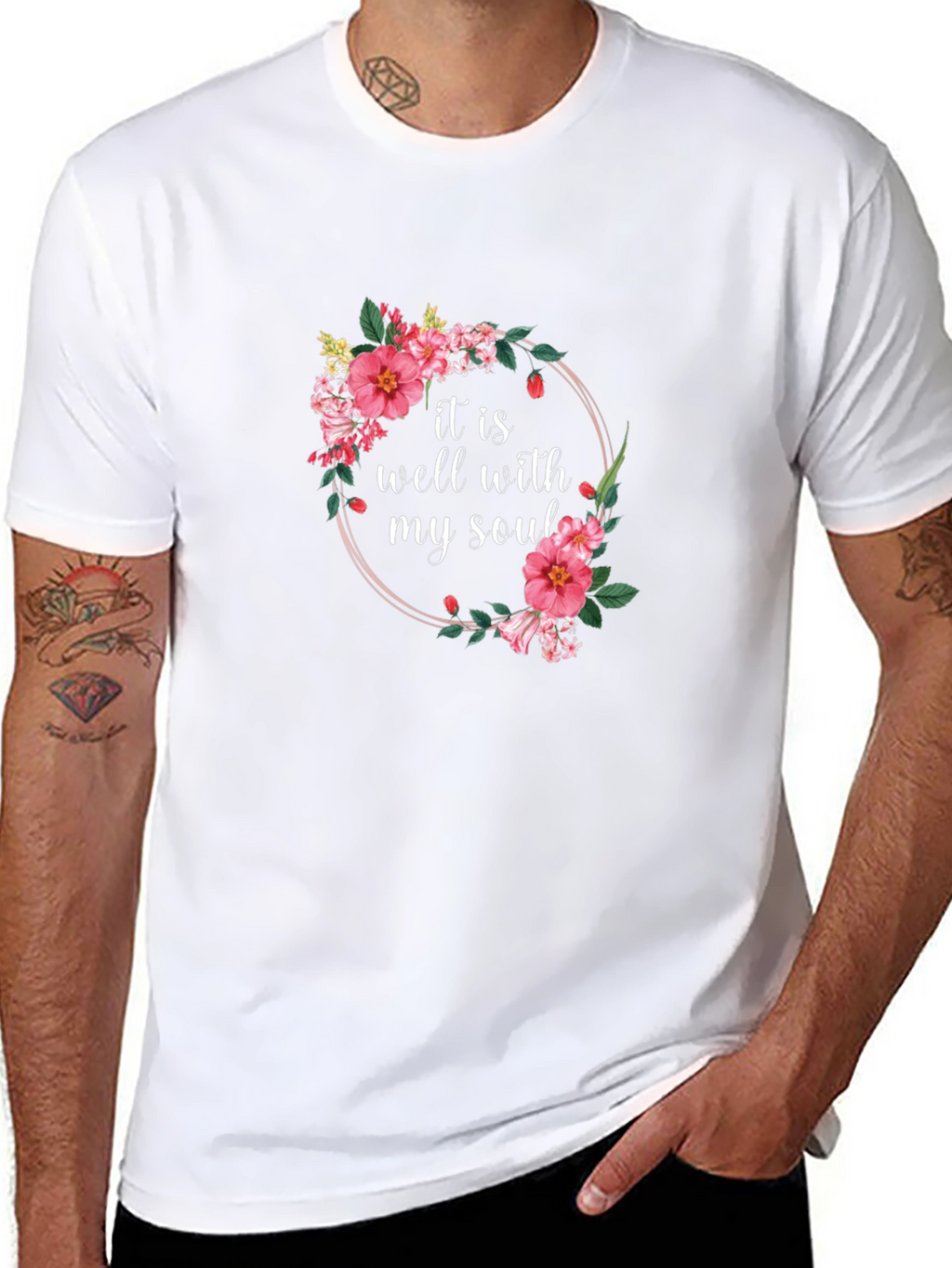 Floral It Is Well Graphic Tee - Black