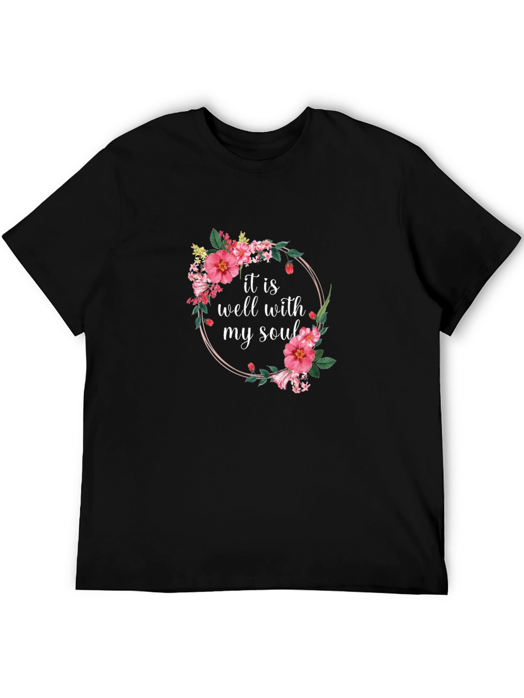 Floral It Is Well Graphic Tee - Black