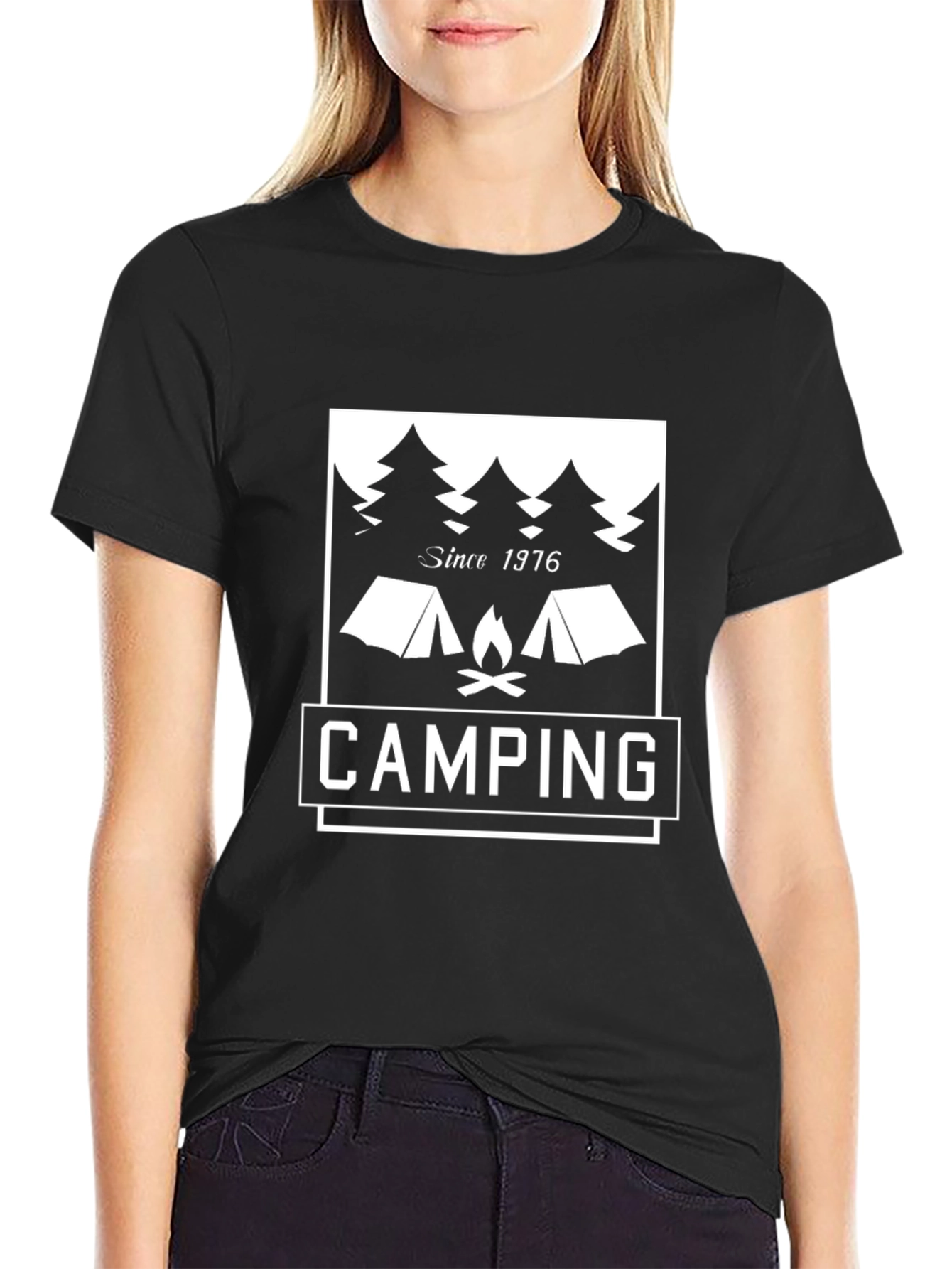 Camping Since 1976 Graphic Tee - Black