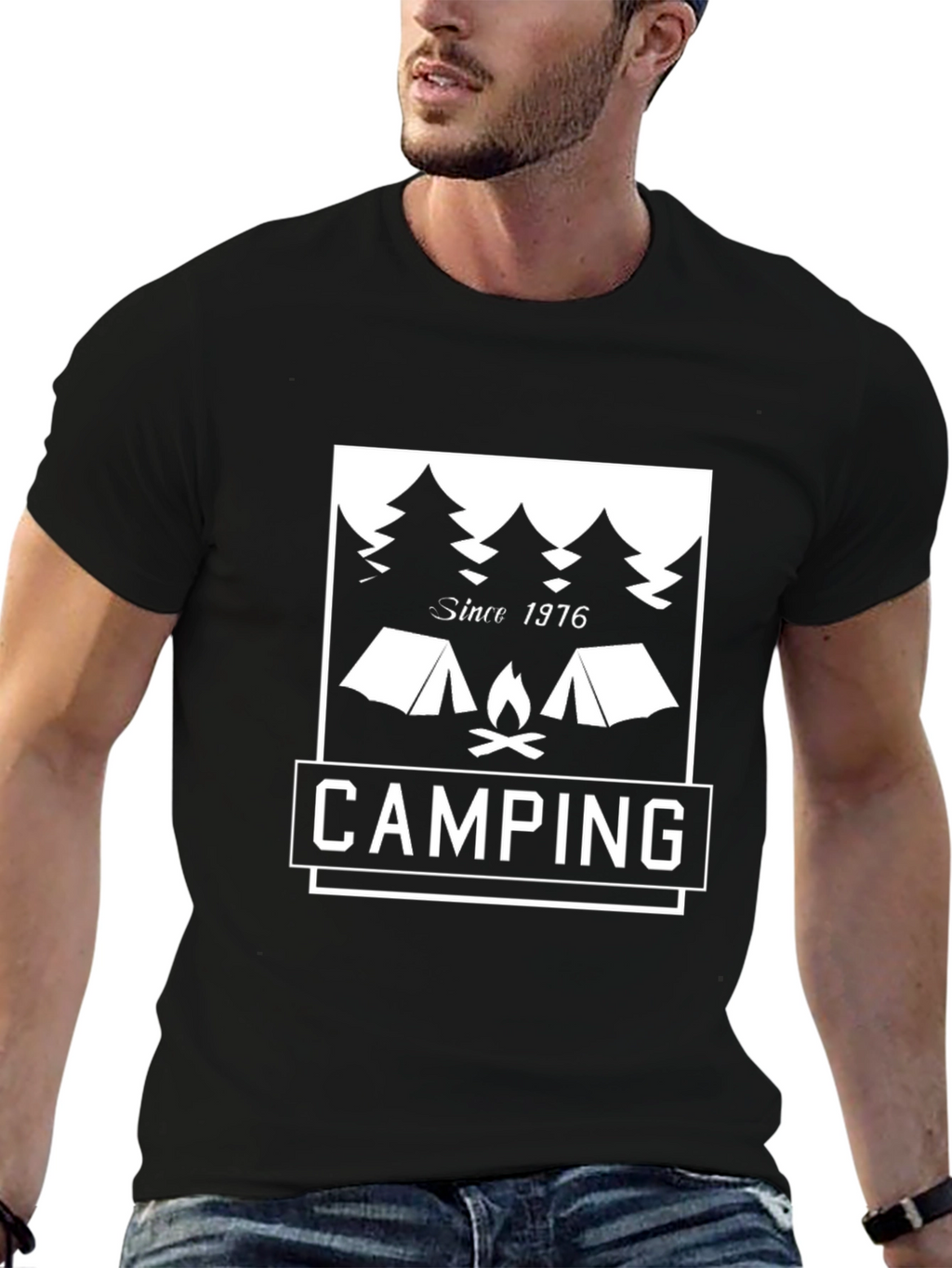 Camping Since 1976 Graphic Tee - Black