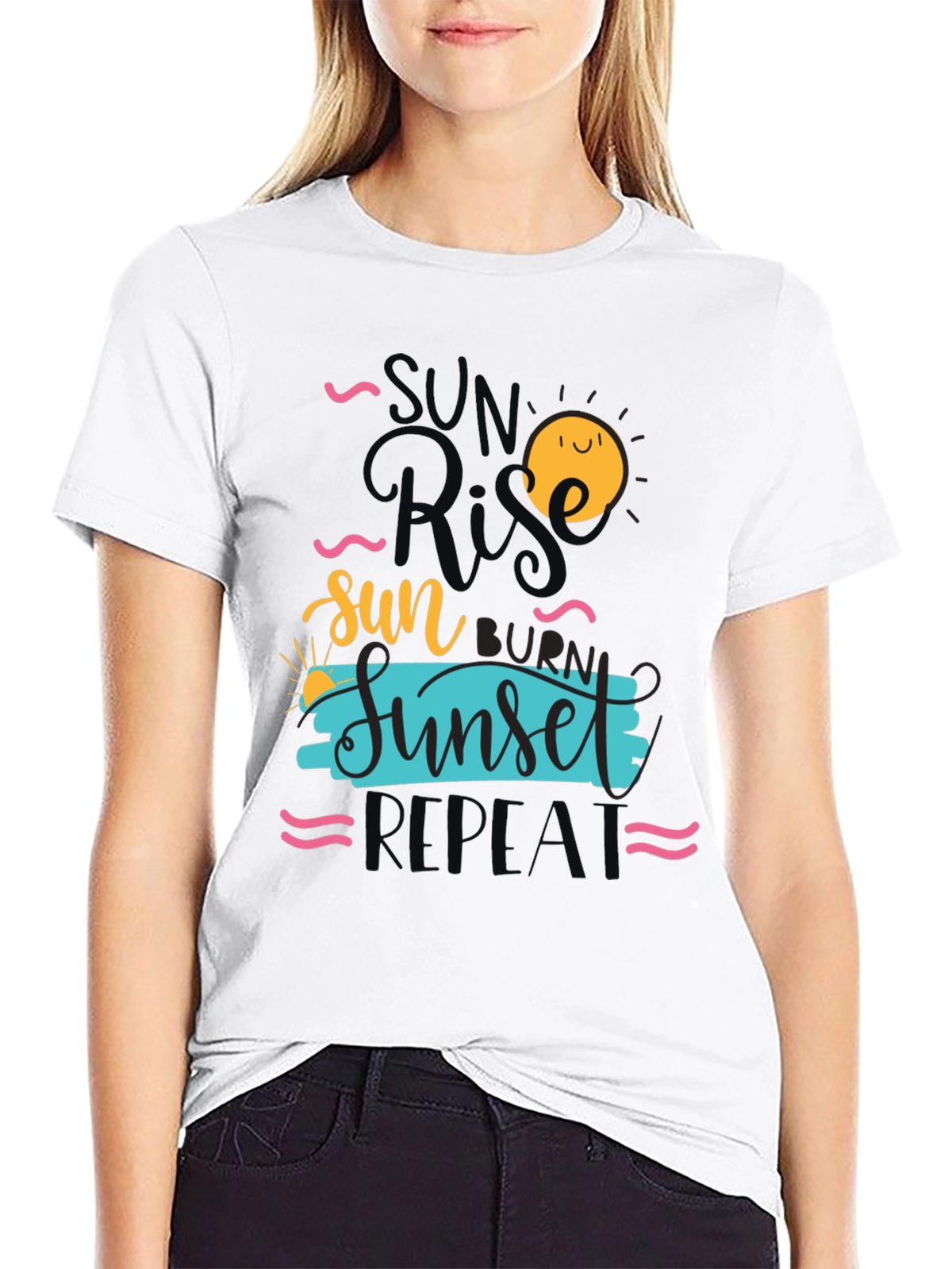 Sunrise Sunset Repeat Graphic Tee - Casual Comfort