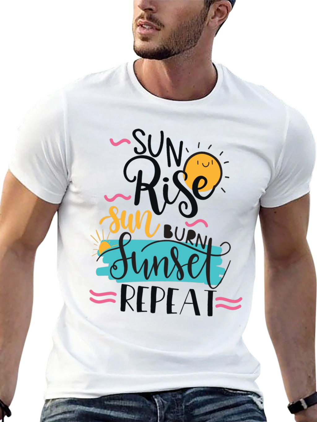 Sunrise Sunset Repeat Graphic Tee - Casual Comfort