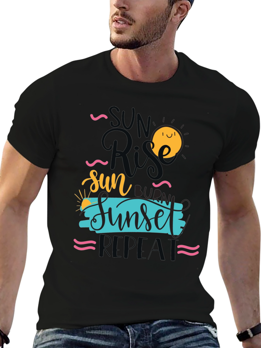 Sunrise Sunset Repeat Graphic Tee - Casual Comfort