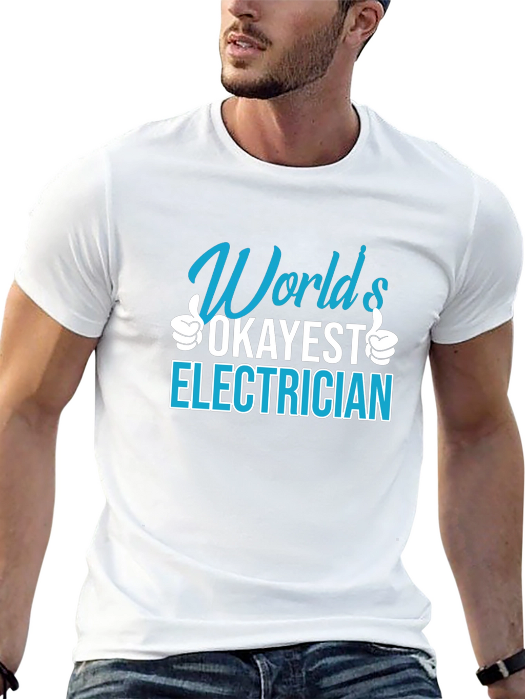 Worlds Okayest Electrician T-Shirt Funny Job Gift