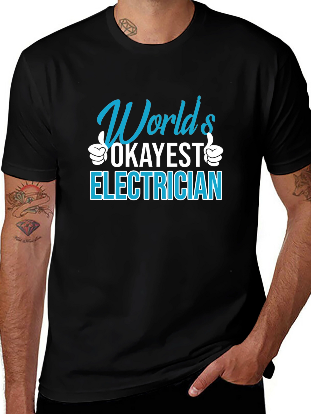 Worlds Okayest Electrician T-Shirt Funny Job Gift