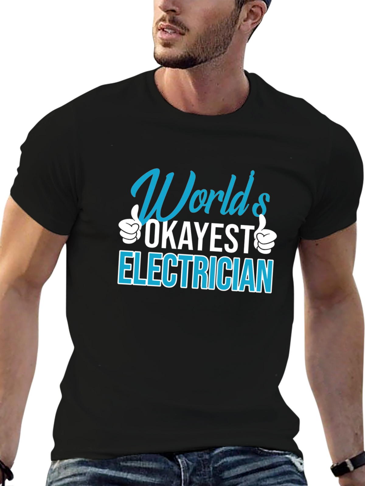 Worlds Okayest Electrician T-Shirt Funny Job Gift