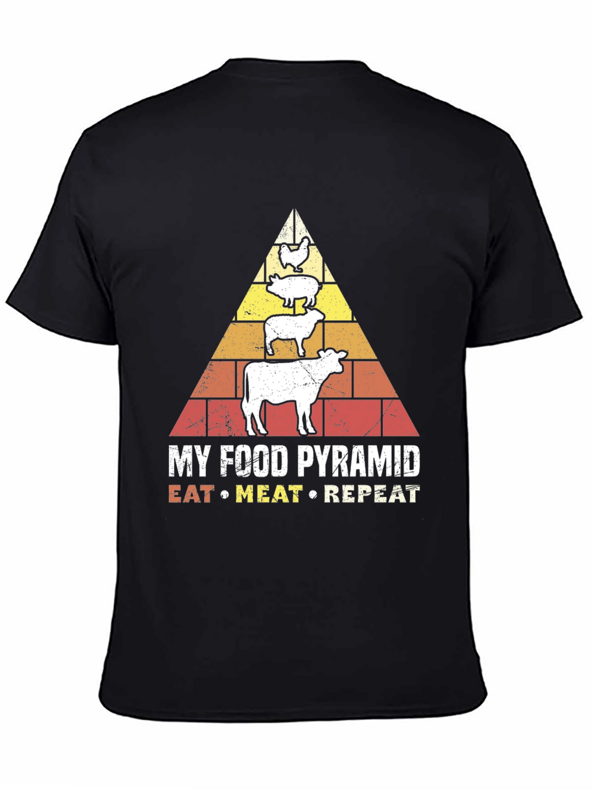 Eat Meat Repeat T-Shirt - Food Pyramid Graphic Tee