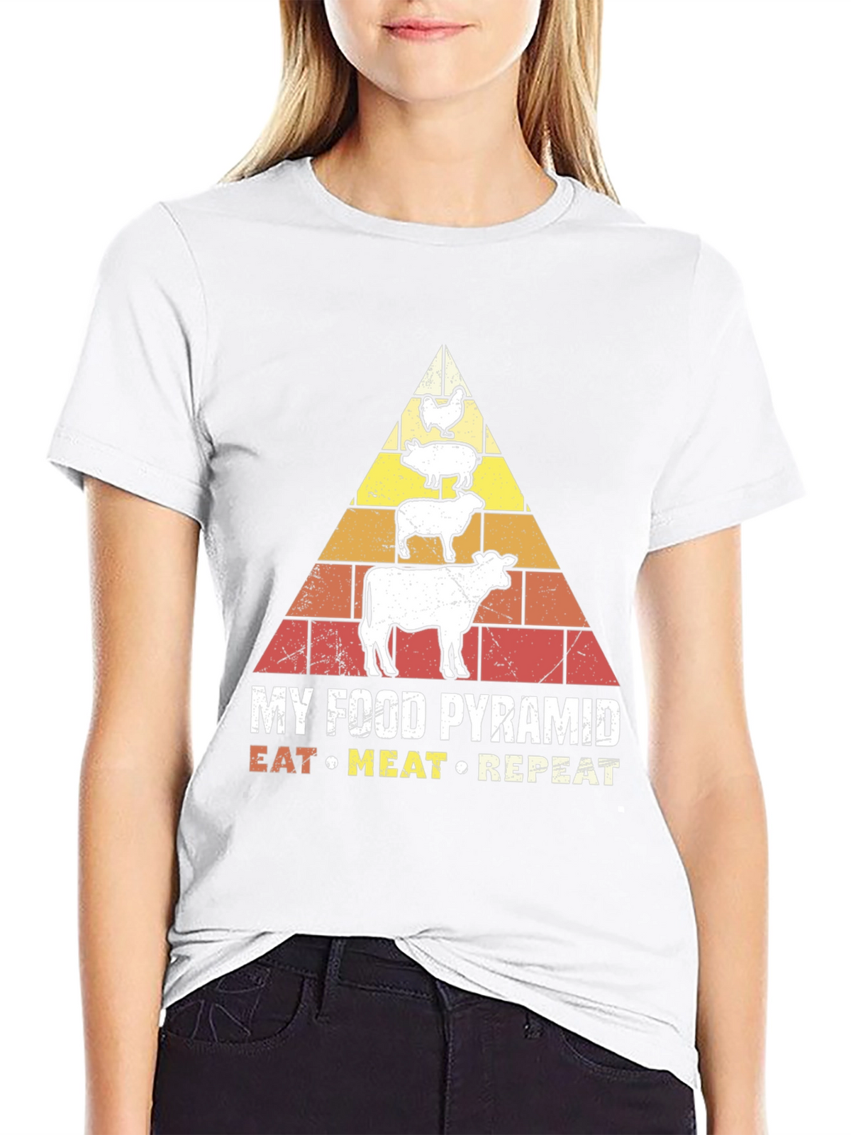 Eat Meat Repeat T-Shirt - Food Pyramid Graphic Tee