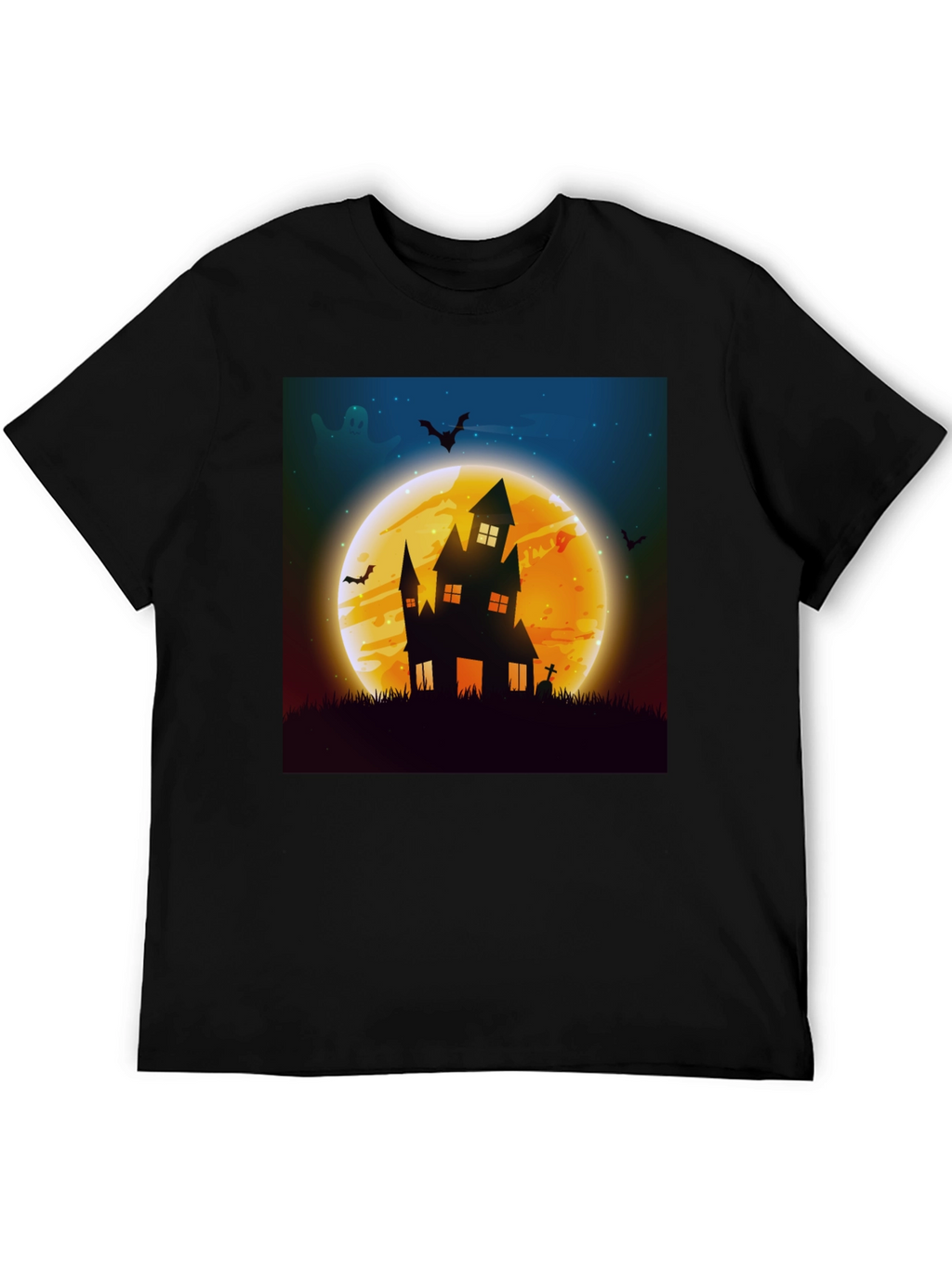 Spooky Halloween Haunted House Graphic Tee