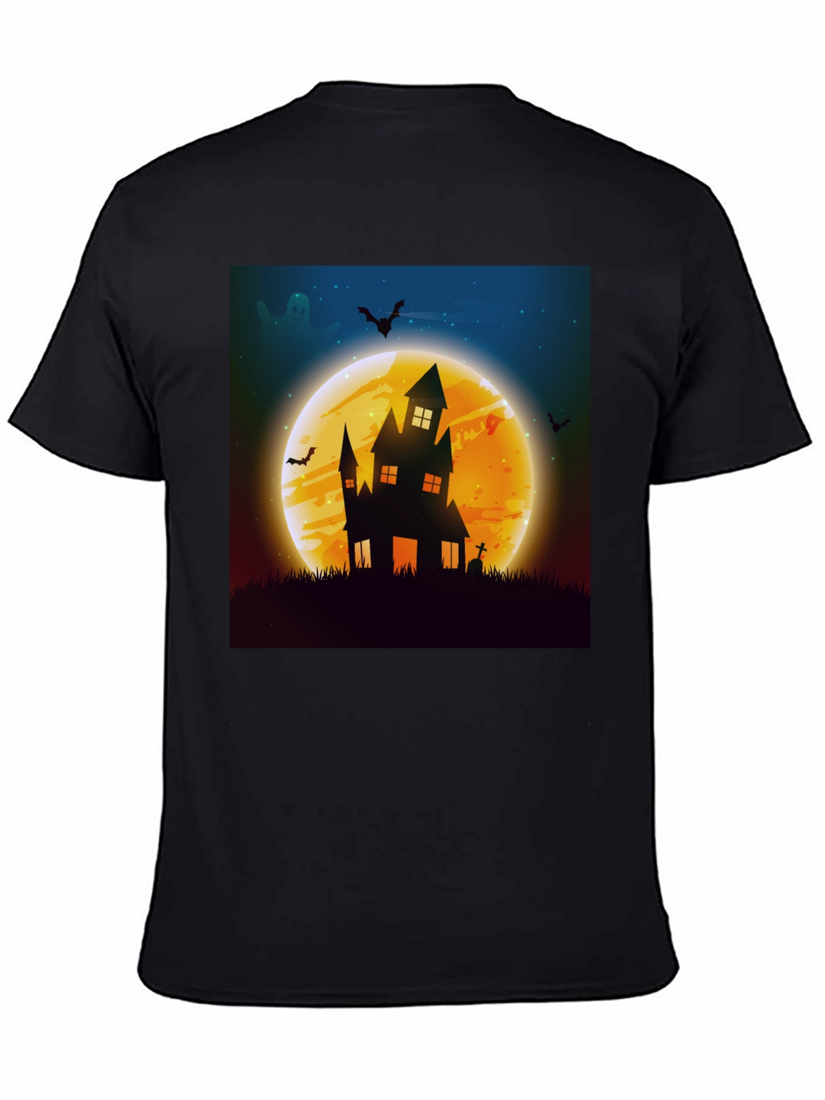 Spooky Halloween Haunted House Graphic Tee