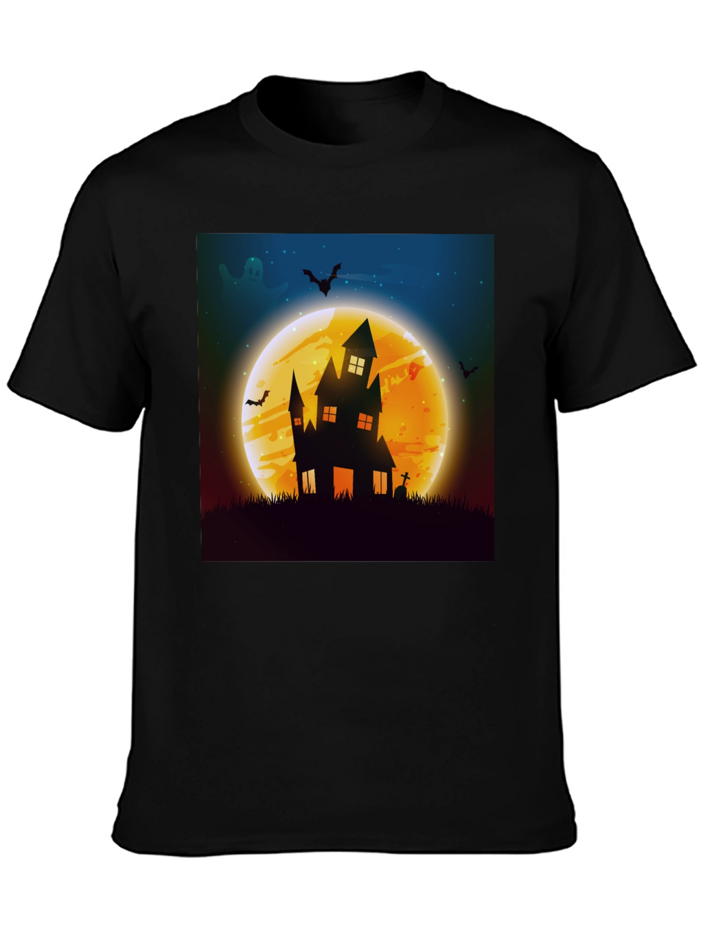 Spooky Halloween Haunted House Graphic Tee