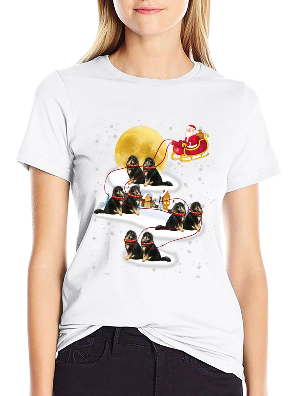 Santa Shiba Inu Sleigh T-Shirt