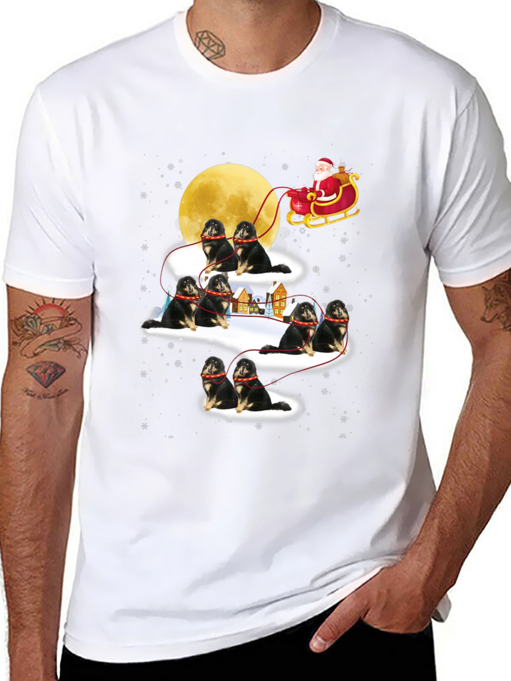 Santa Shiba Inu Sleigh T-Shirt