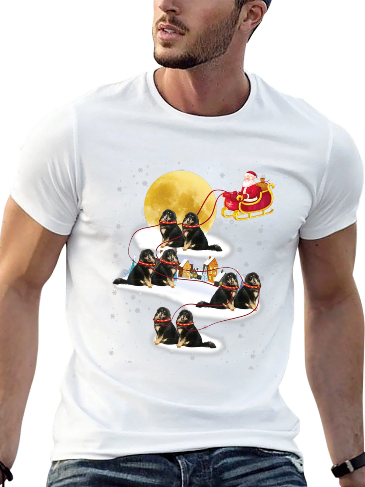 Santa Shiba Inu Sleigh T-Shirt