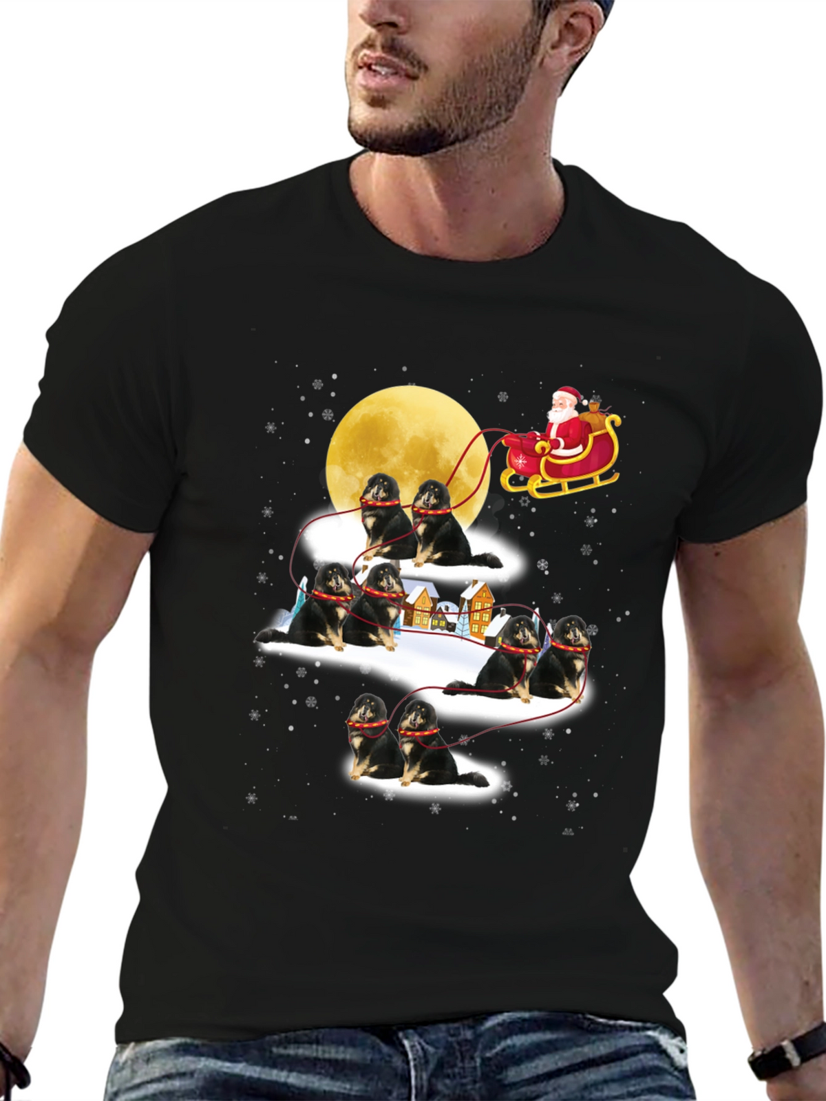 Santa Shiba Inu Sleigh T-Shirt