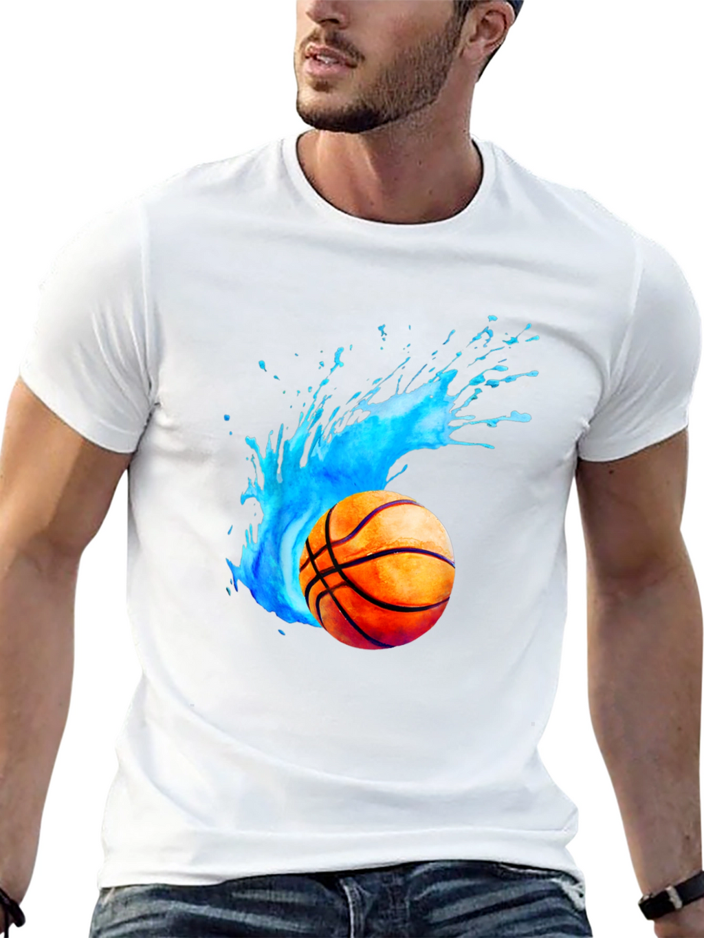 Basketball Splash Graphic Black T-Shirt
