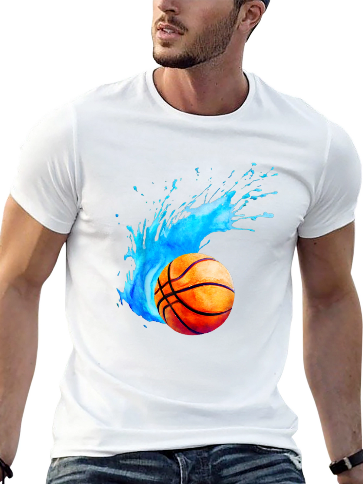 Basketball Splash Graphic Black T-Shirt