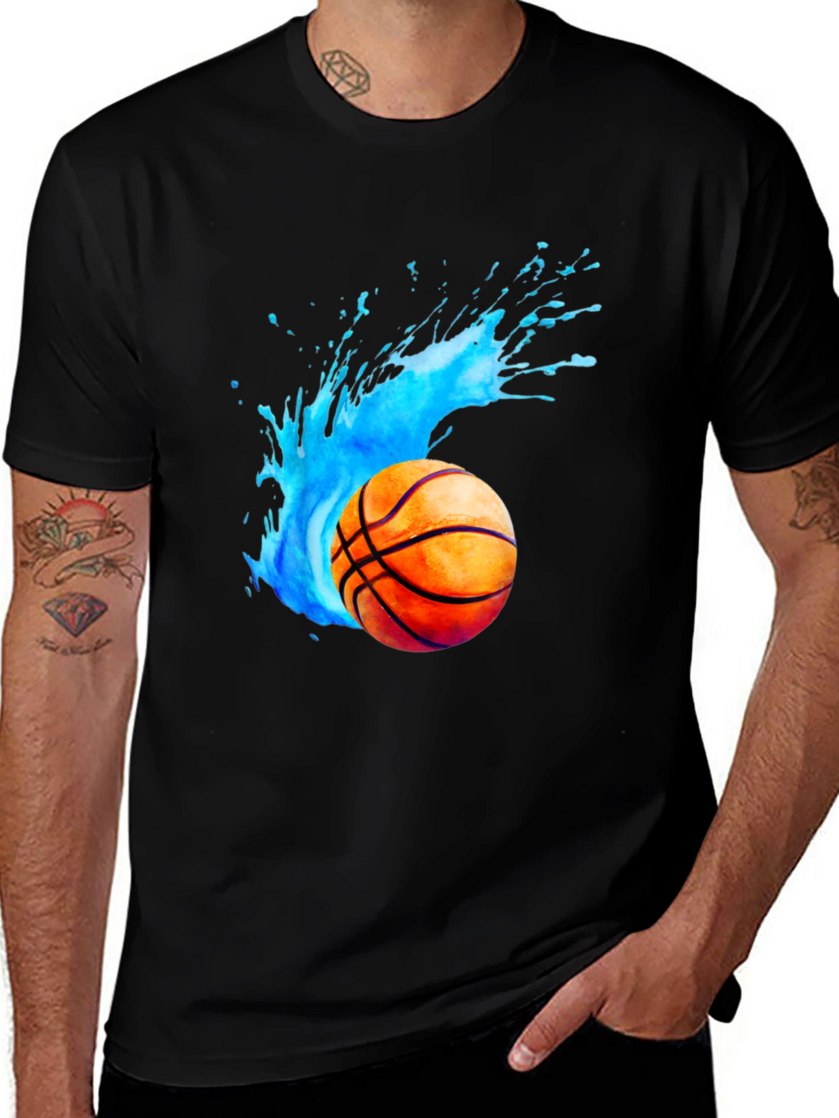 Basketball Splash Graphic Black T-Shirt