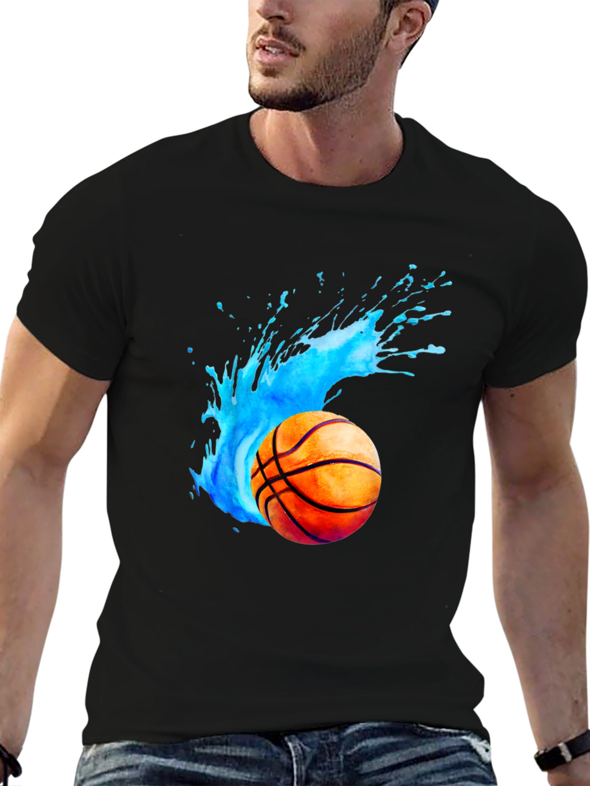 Basketball Splash Graphic Black T-Shirt