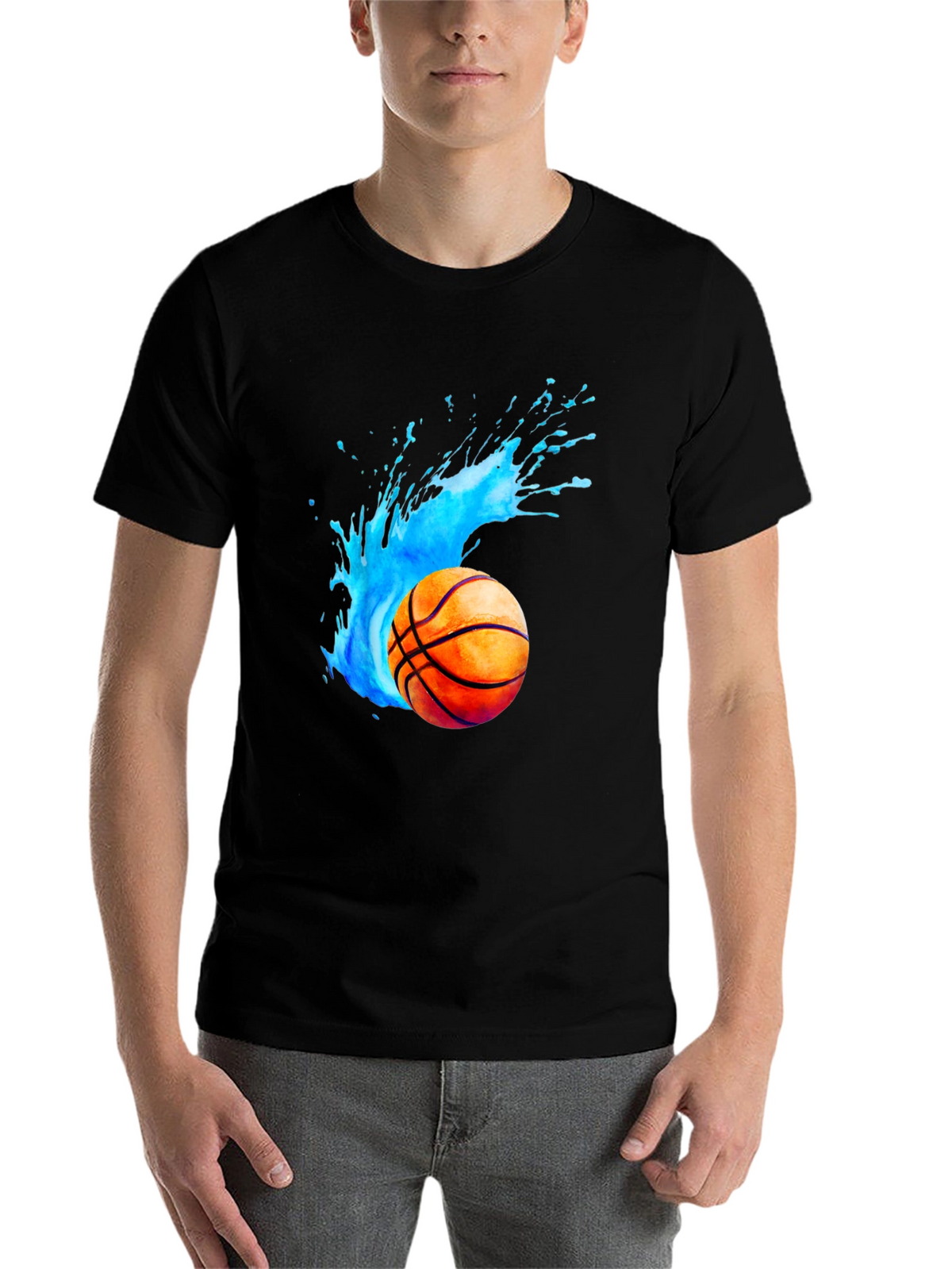 Basketball Splash Graphic Black T-Shirt