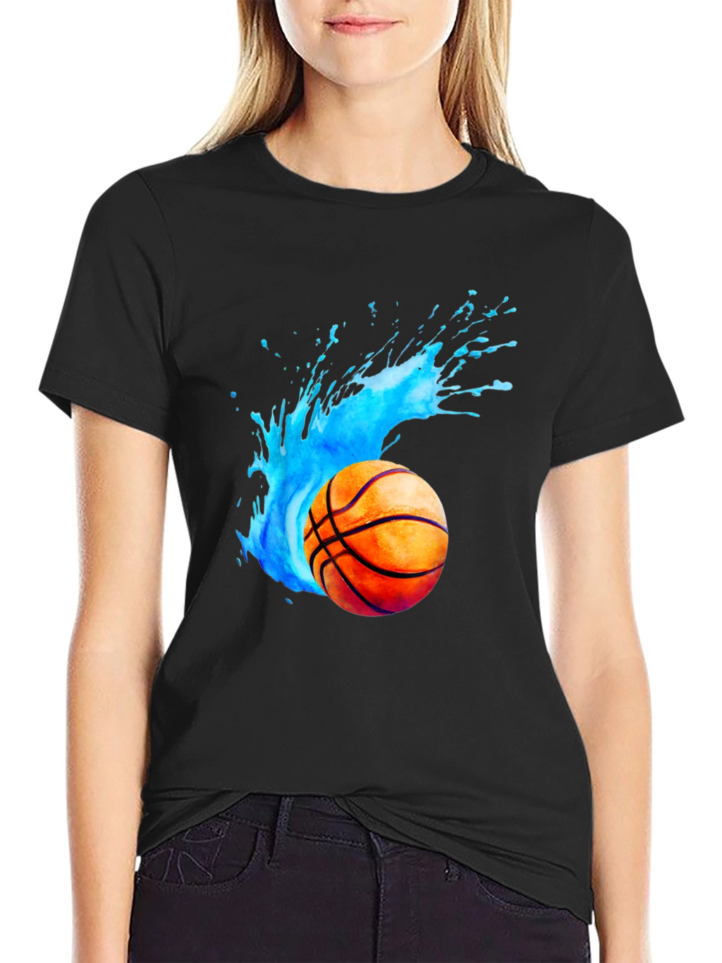Basketball Splash Graphic Black T-Shirt