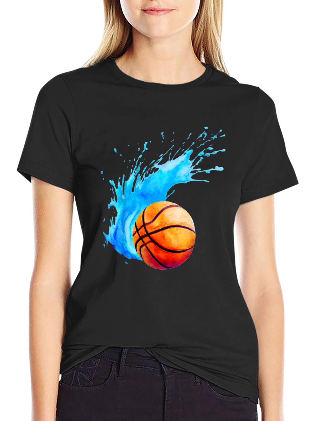 Basketball Splash Graphic Black T-Shirt